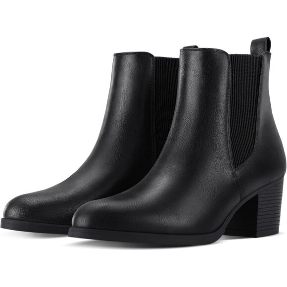 Women's Chelsea Boots Chunky Heel Ankle Boots Slip On Fall Casual Shoes - Picture 6 of 8